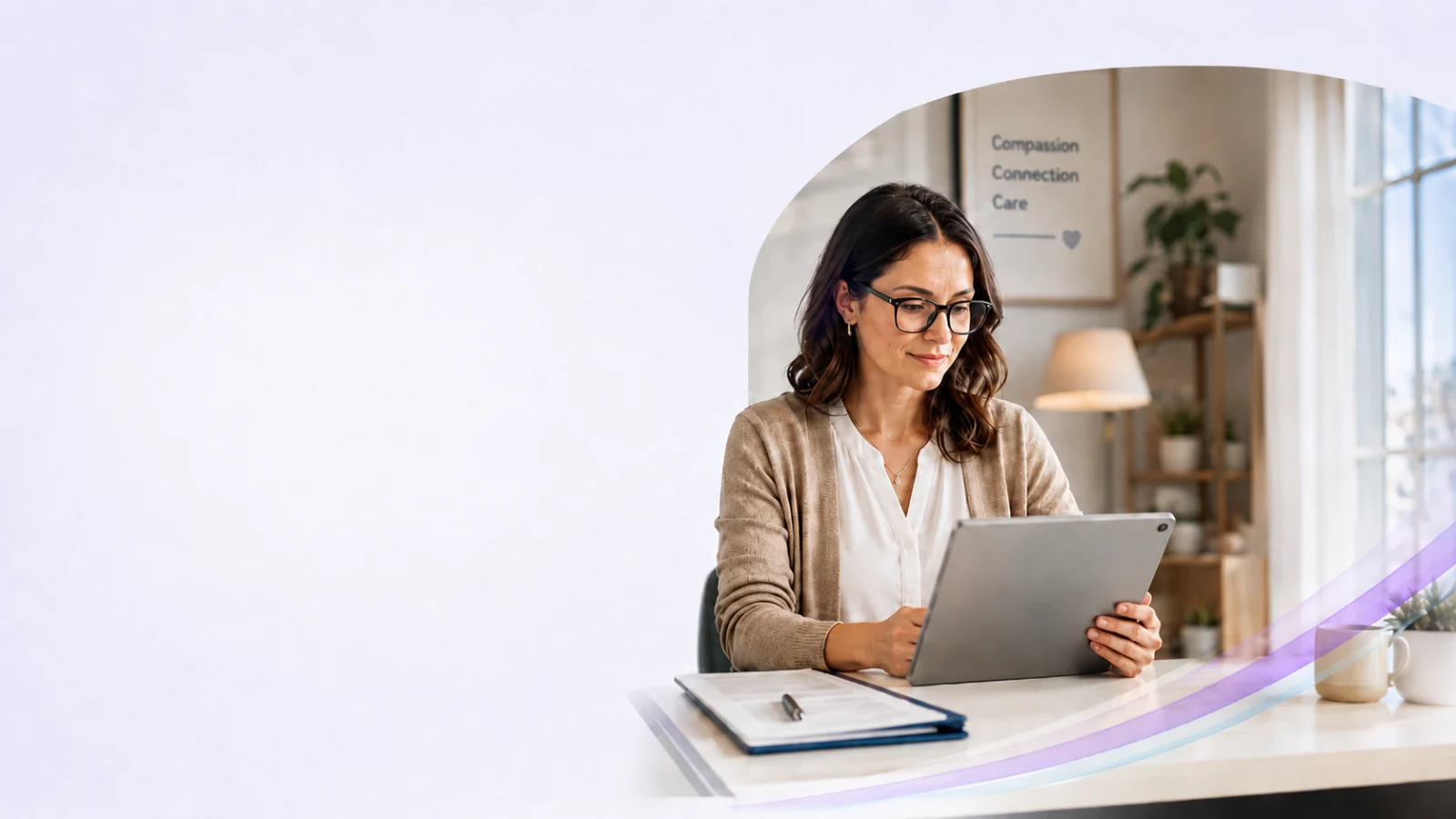Focused professional in a serene workspace
