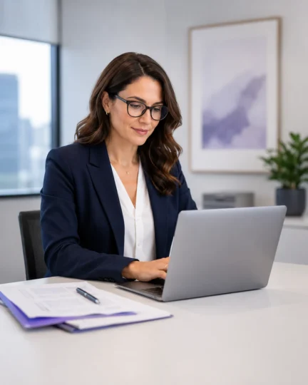 Focused professionalism in a modern office