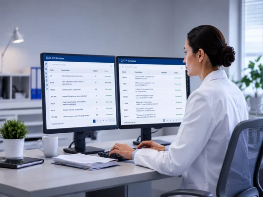 Medical coding professional at work