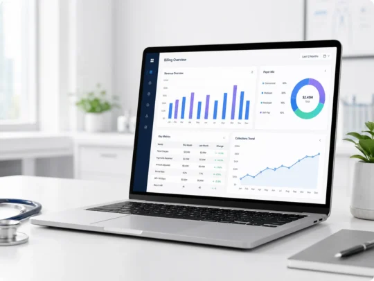 Modern office with medical dashboard