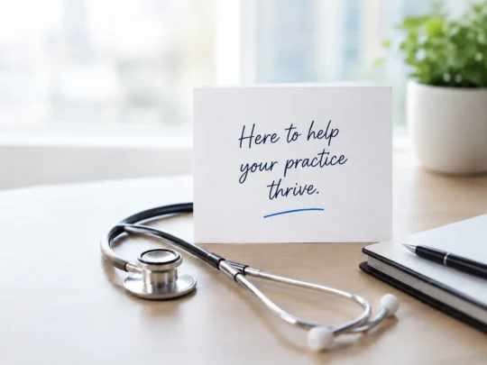 Professional healthcare desk setup