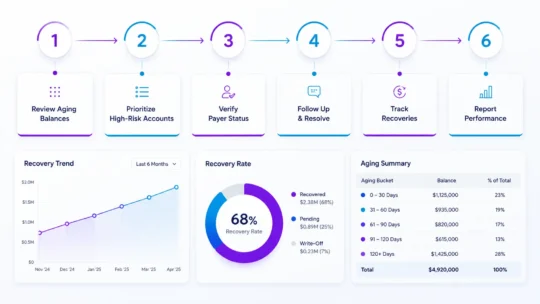 SaaS dashboard with process flow and analytics