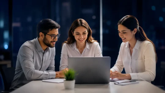 Teamwork in a modern office