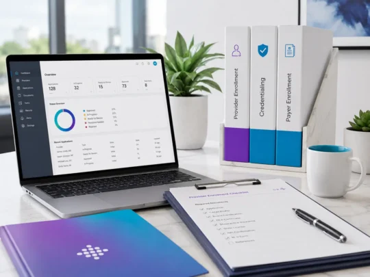 Tidy modern office desk setup
